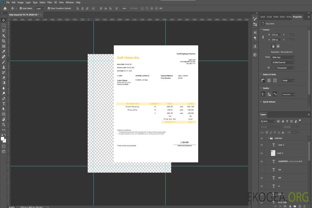 Facture USA Soft Vision Inc. template Facture USA Soft Vision Inc. template